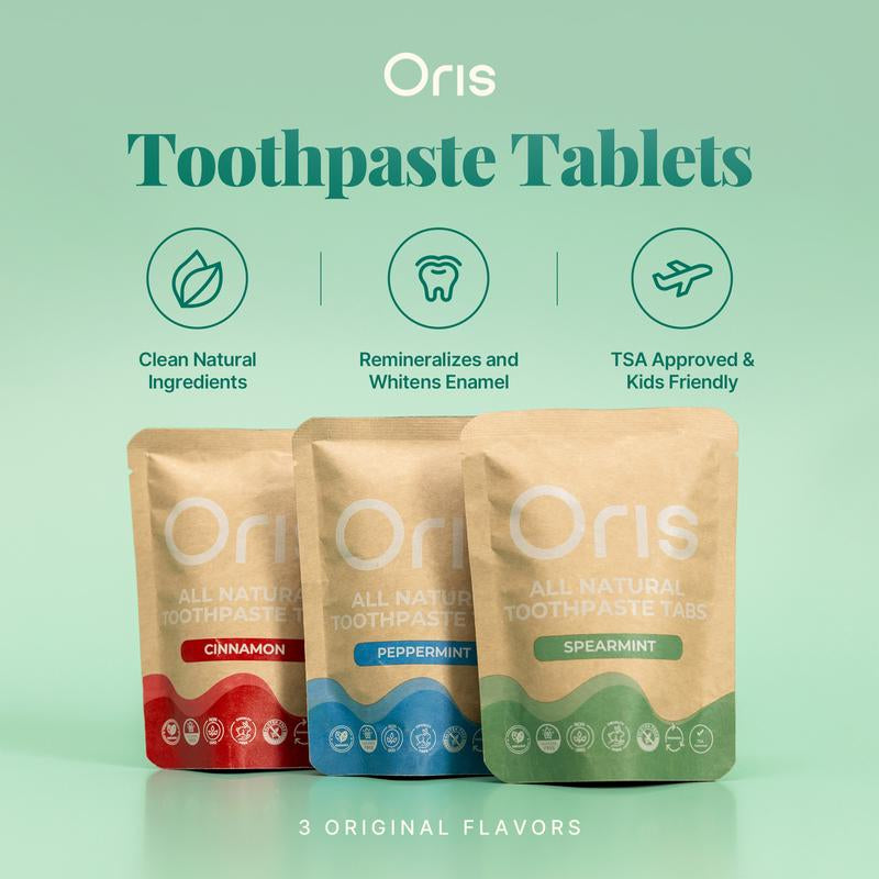 Oris Natural Toothpaste Tablets – Fluoride-Free, Travel-Friendly, Sustainable Oral Care with Nano-Hydroxyapatite for All Ages